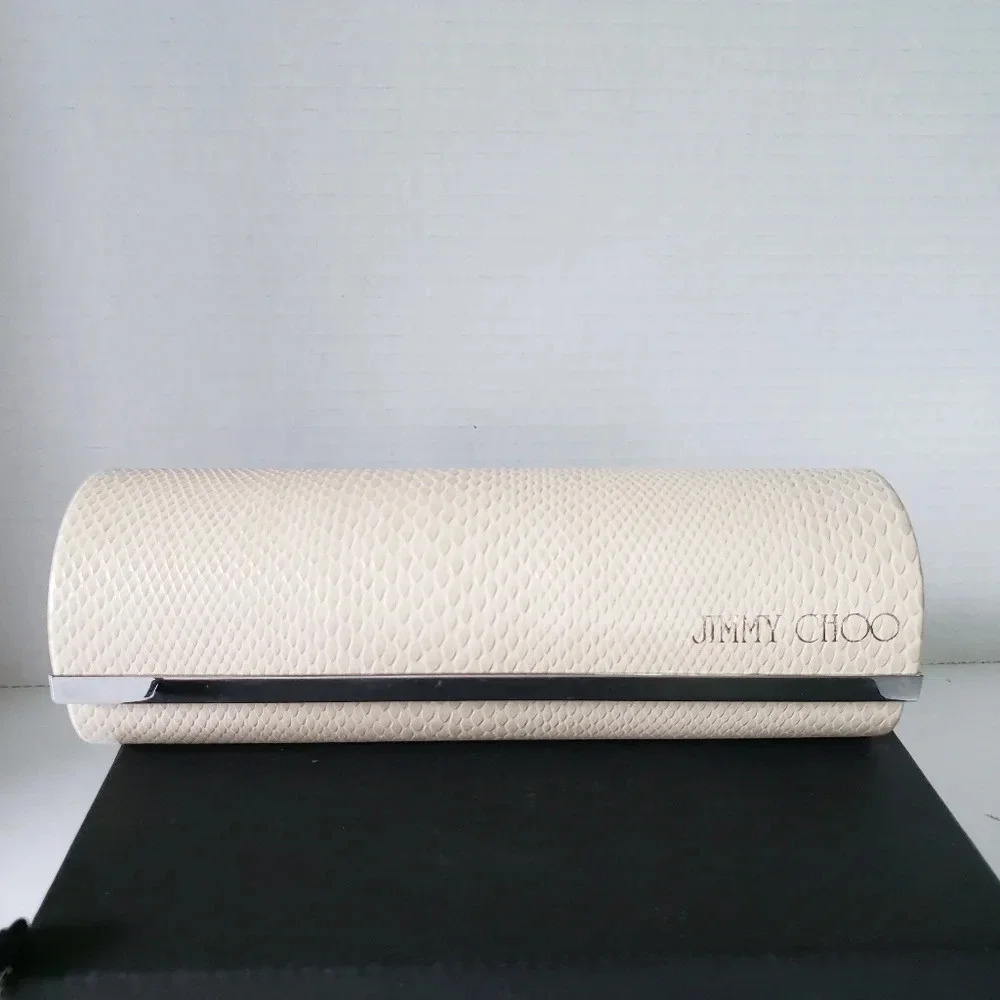 Jimmy Choo Snakeskin Print Magnetic Closure Eyeglasses Case.